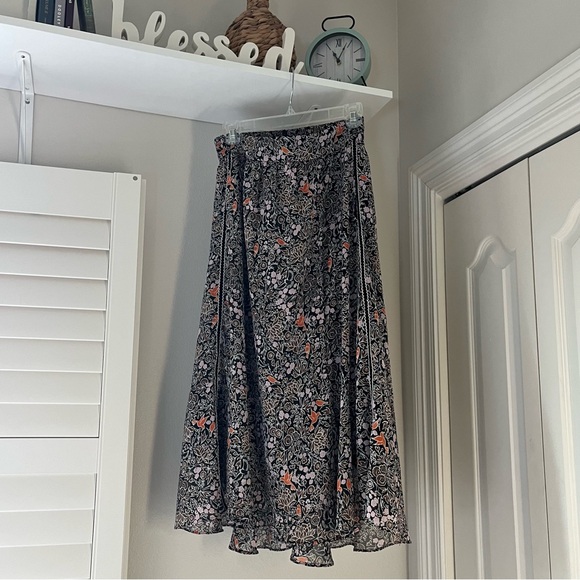 ME+EM Dresses & Skirts - ME+EM Black and Orange Floral High Low Skirt